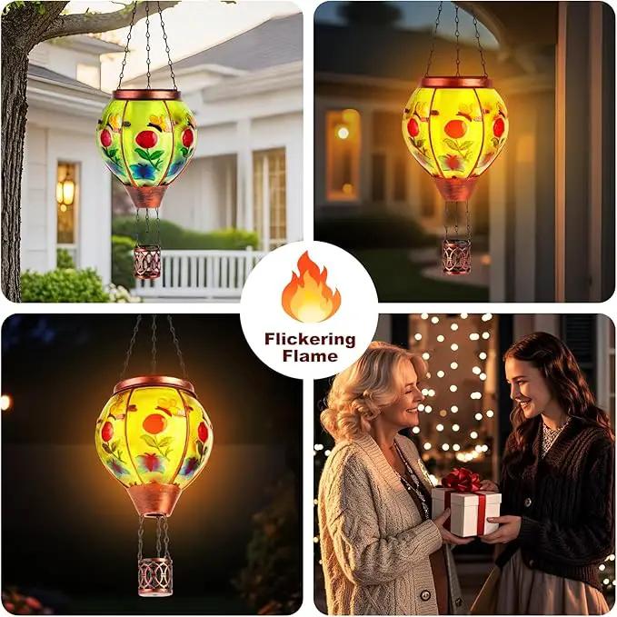 Butterfly Solar Hot Air Balloon Lantern,Outdoor Decor with Flame Lights Waterproof, Hanging for Garden Yard Lawn Patio, Unique Gifts for Women Mom Grandma Gardener for Mother'Day Christmas by GreenHaven Gardens
