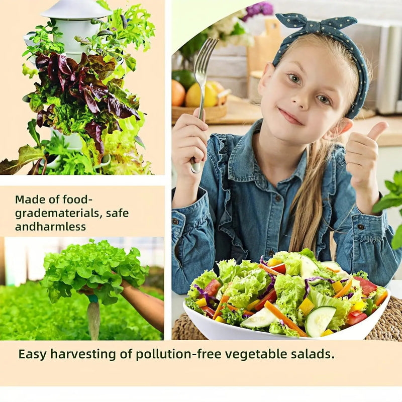 Hydroponic Growing System Kit - Indoor Smart Hydroponic Vertical Garden,Hydroponic Vegetable System,30 Pods,with Pump System and Automatic Timer, White by GreenHaven Gardens