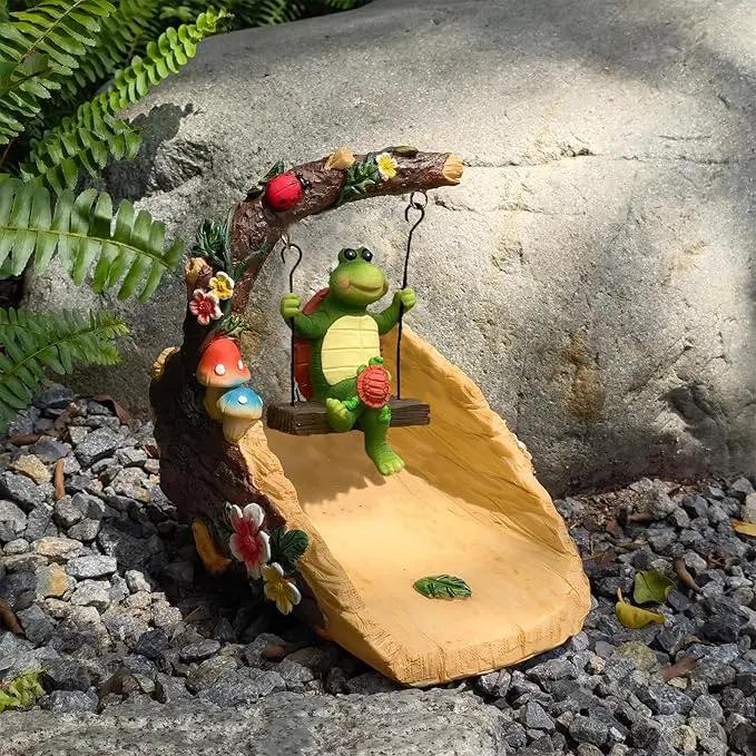 Tortoise On The Swing Gutter Downspout Extension Decoration,Rain Downspout Diverter Garden Statue,Decorative Gutter Extension,Downspout Splash Block,Animal Resin Statue Outdoor Décor by GreenHaven Gardens