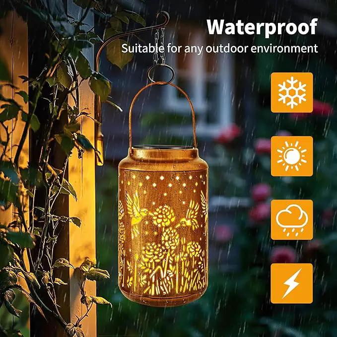 ODEETRONIC 2Pack Hummingbird Solar Lanterns - LED Solar Lantern Lights Outdoor Waterproof, Garden Lantern Lights Birthday Gift for Women, Metal Hummingbird Hanging Lanterns for Garden Yard Patio Decor by GreenHaven Gardens