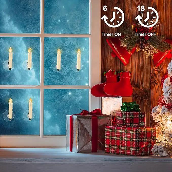 Flickering Flameless Window Candle LED Christmas Tree Candle Lights Warm White Battery Operated Electric Taper Candles with Remote Perfect for Home Garden Wedding Parties Decor (12 PCS,Ivory) by GreenHaven Gardens