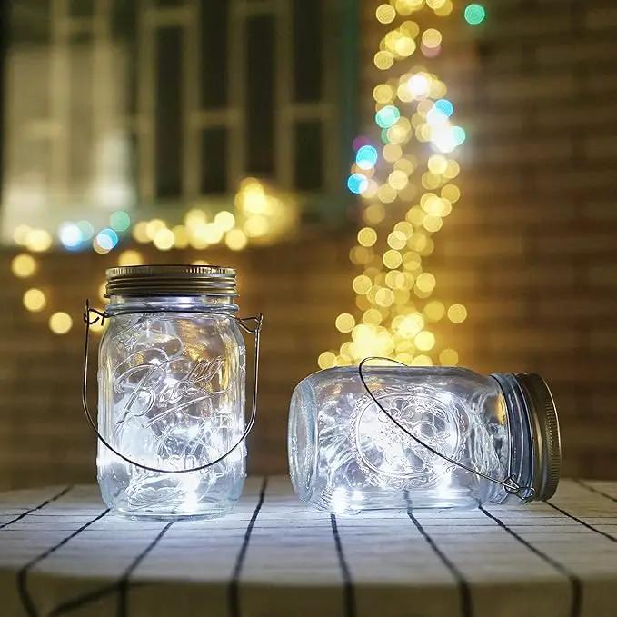 Solar Mason Jar Lights, 12 Pack 30 LED Waterproof Lid Light with Hangers (No Jar), Fairy Firefly Outdoor String Lights for Regular Mason Jar, Patio, Yard, Garden, Wedding Decoration (Cold White) by GreenHaven Gardens