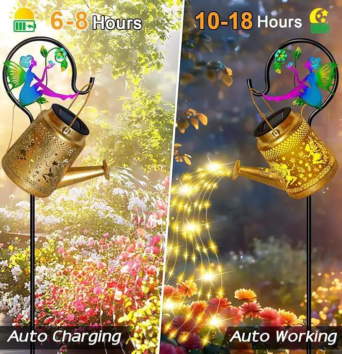 Solar Watering Can Lights Outdoor Garden Decor, Large Fairy Hanging Lantern with Shepherd Hook, Waterproof Garden Lights for Outdoor Landscape Pathway Yard, Garden Gift for Mom Grandma by GreenHaven Gardens