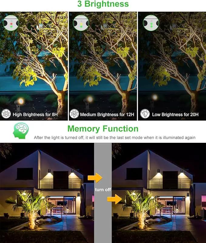CLY 6 in 1 Solar Spotlights Landscape Outdoor Garden, Solar Spotlights IP66 Waterproof Landscape Lighting with Remote 18M Cable for Garden, Lawn, Patio, 2700K/4000K/6500K by GreenHaven Gardens