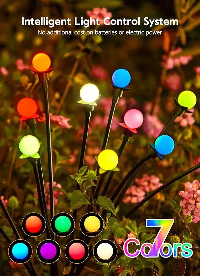Brightown Solar Garden Lights Outdoor- 4 Pack 48 LED Solar Firefly Lights with 7 Colors Changing, Sway by Wind, Waterproof Solar Outdoor Lights, Solar Lights for Outside Yard Walkway by GreenHaven Gardens