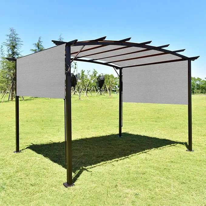 Eden's Decor Straight Flat-Edged Sun Shade Sail Rectangular 12' x 14' Grey UV-Blocking Outdoor Canopy Fabric Cloth Awning for Pergola Patio Garden Backyard Custom Size by GreenHaven Gardens