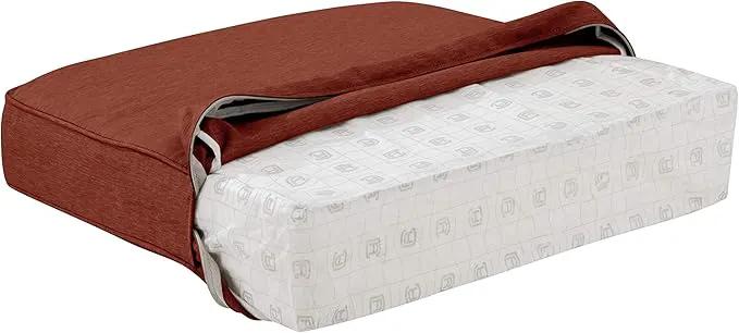 Classic Accessories Montlake Water-Resistant 21 x 22 x 4 Inch Patio Lounge Back Cushion, Heather Henna Red, Outdoor Loveseat Cushions by GreenHaven Gardens