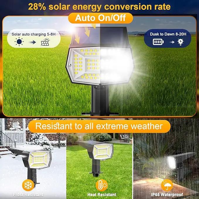 Fabrito 72 LEDs Solar Spot Lights Outdoor Waterproof, 3 Modes Landscape Spotlights, Dusk to Dawn Solar Powered Flood Wall Lights for Outside, Solar Garden Lights for Yard Porch 10 Pack (Cool White) by GreenHaven Gardens