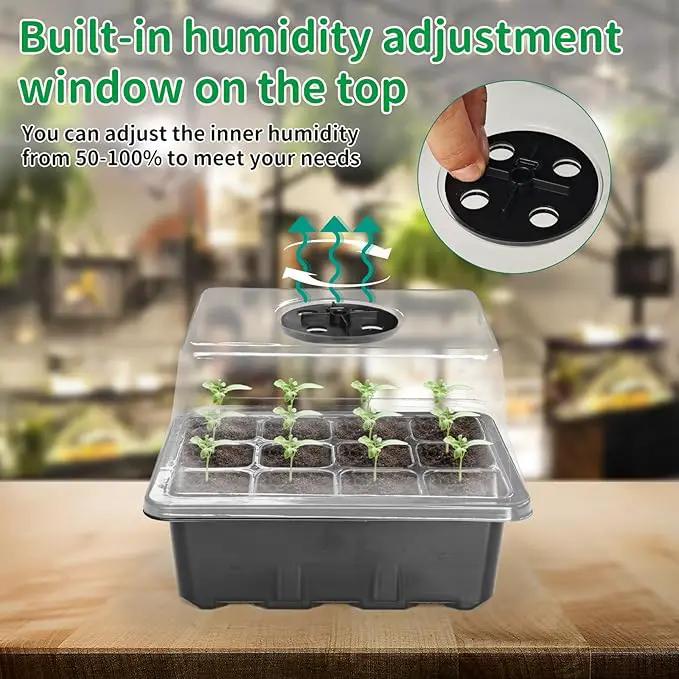 NAMOTEK 5 Pack Seed Starter Tray with Heat Mat and Grow Light Humidity Domes, 60 Cell Trays Germination Station Cloning Kit by GreenHaven Gardens