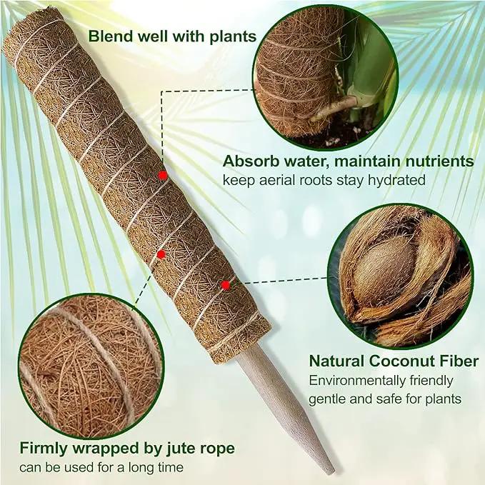 Moss Pole 58.7 Inch - Monstera Plant Support 5 Pack, 17.5" and 12" Plant Stakes for Indoor Plants Coco Coir Moss Pole Sticks for Climbing Potted Live Plants, Pothos, Philodendron by GreenHaven Gardens