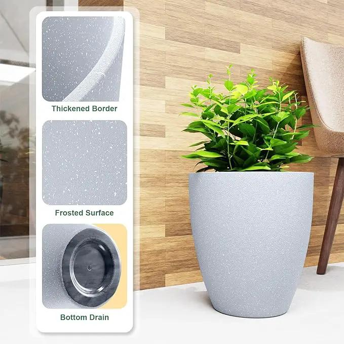 QCQHDU Plant Pots Set of 2 Pack,10 Inch Plant Pot for Indoor and Outdoor Plants with Drainage Hole,Flower Pots Modern Decorative Planter for Garden Plants (Sandy) by GreenHaven Gardens
