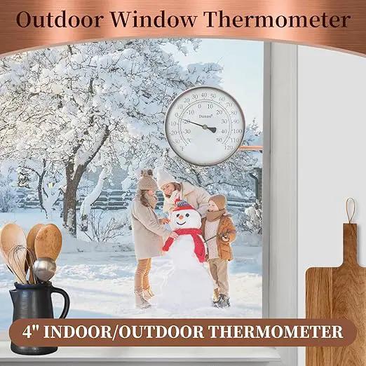 4 Inch Outdoor Thermometer, Outside Temperature Gauge Decorative for Patio, Window, Greenhouse, Garage, Brass Swivel Thermometer (4inch Thermometer) by GreenHaven Gardens