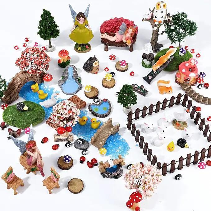 109 Pcs Fairy Garden Accessories Fairy Garden Kit Miniature Fairy Figurines Accessories Fairy Animals Decor Outdoor for DIY Garden Dollhouse by GreenHaven Gardens