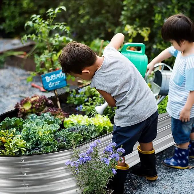 JERIA 6×3×1ft Oval Raised Garden Bed,Galvanized Raised Garden Bed Kit Outdoor Metal Gardening Planter Box for Vegetable, Fruits, Flower，Herbs by GreenHaven Gardens