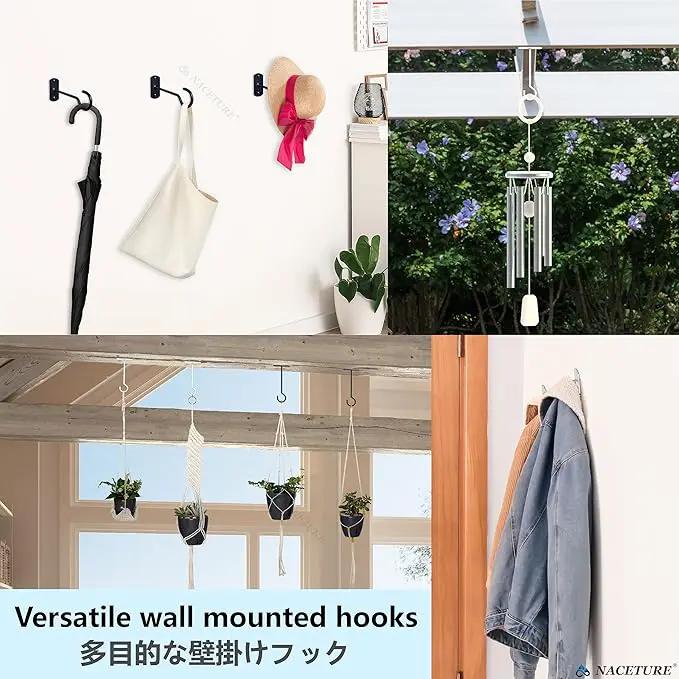 NACETURE Ceiling Hooks Heavy Duty 6 Pack - Plant Hooks for Ceiling Hanging Hook for Hanging Basket Hook, Light, Bird Feeders, Wind Chimes Décor Indoor & Outdoor (5" Black 6 Pack) by GreenHaven Gardens