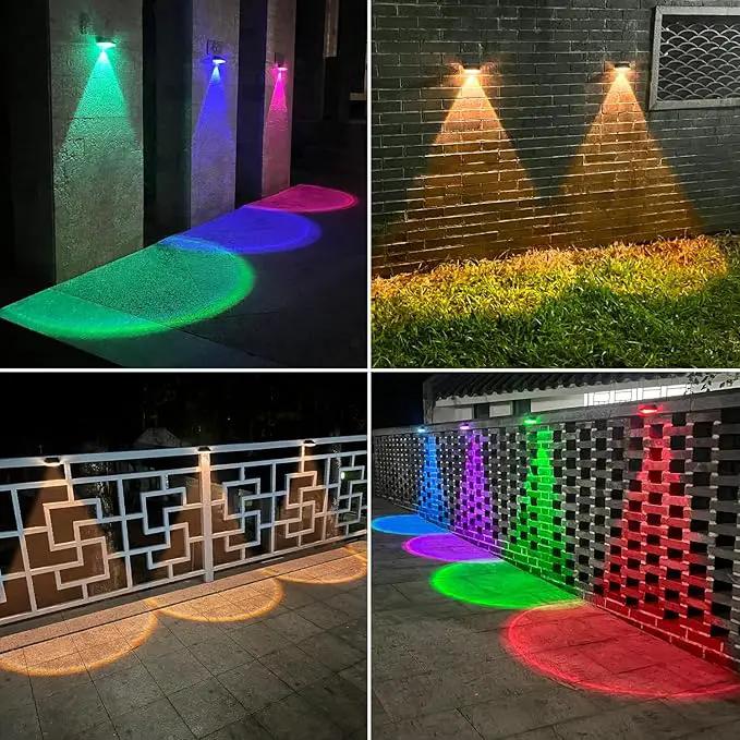 Ellasay Solar Fence Lights Outdoor: Solar Powered Deck Light -10 Lighting Modes with RGB - Waterproof IP65 - Led Lens Wall Decor for Garden Patio Backyard Porch 4 Pack by GreenHaven Gardens