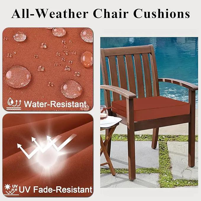 Outdoor Chair Cushions Set of 2 for Patio Furniture 19x19x4 Inch Waterproof Patio Chair Cushion 3 Year Color Fastness Square Elastic Foam Garden Sofa Couch Pads with Ties and Handle,Spice by GreenHaven Gardens