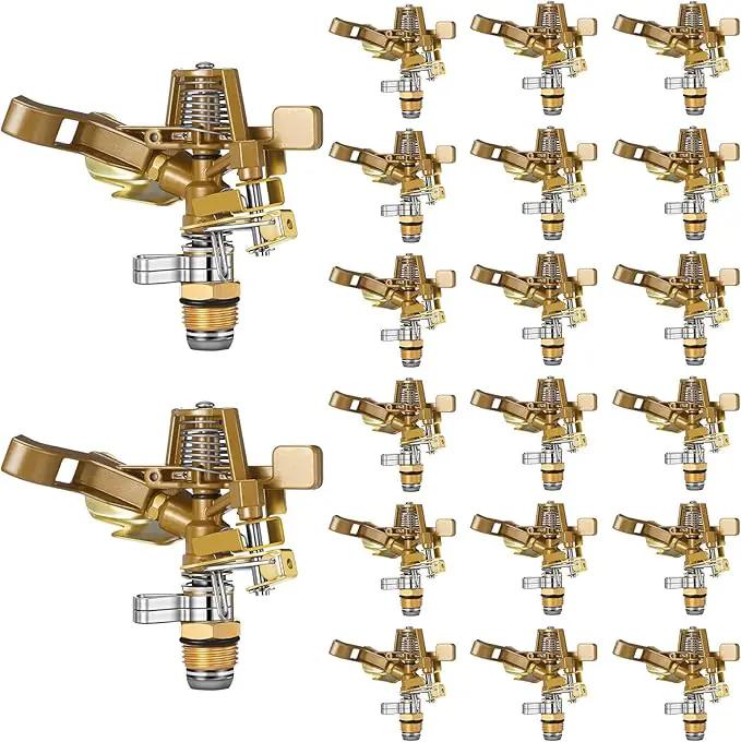 Ferraycle 20 Pieces 1/2 Inch Brass Impact Sprinkler Head with Nozzles Heavy Duty Adjustable 0-360 Degrees Impulse Sprinkler Head Lawn Watering for Yard Irrigation by GreenHaven Gardens