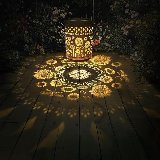 Kaixoxin 2 Pack Solar Garden Decor Metal Lantern Sunflower Table Lamp Bronze Outdoor Dercoration Great Gift for Women Mon Grandma Hanging Lights for Patio Courtyard Garden by GreenHaven Gardens