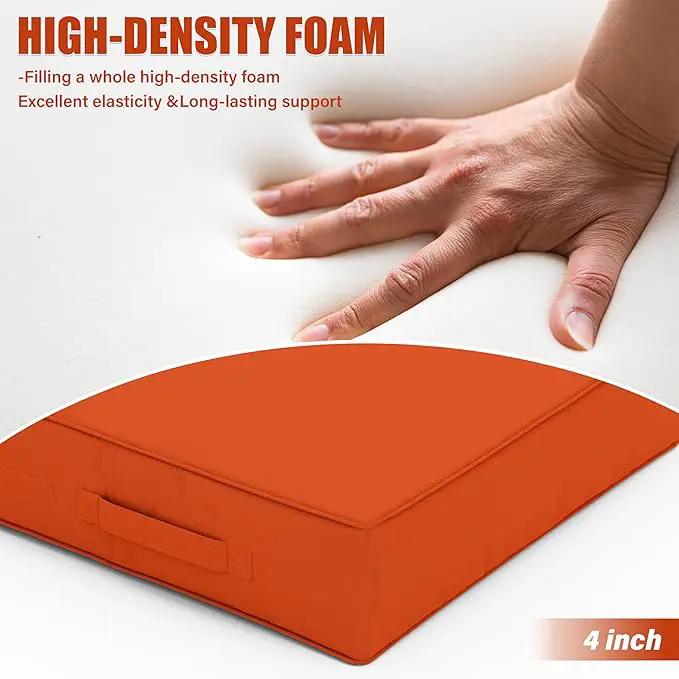 Patio Chair Cushions 18.5 X 16 X 4 Inch Waterproof Outdoor Seat Cushions for Patio Furniture, Outdoor Sofa Couch Pads with Ties & Handle, Set of 2, Orange by GreenHaven Gardens