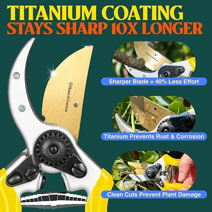 Haus & Garten ClassicPRO 8.5" Premium Titanium Bypass Garden Shears - Use as Pruners, Pruning Shears for Gardening, Hand Pruners, Handheld Garden Clippers Scissors Tool by GreenHaven Gardens