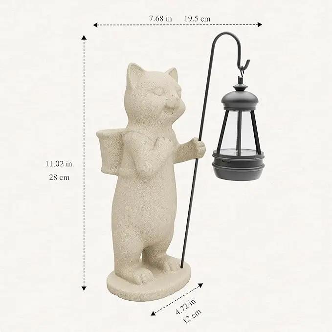 Solar Powered Garden Resin Statue Lights, 10 Inch Waterproof Outdoor Animal Cute Cat Figurine Lights, Suitable for Patios, Balconies, Lawns, Courtyards, Etc.(Basket) by GreenHaven Gardens