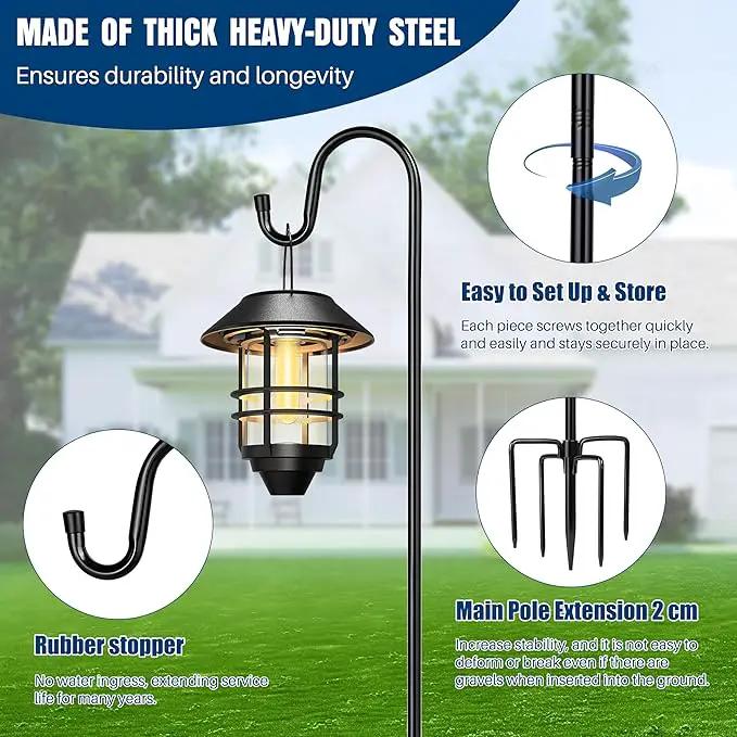 Ottsuls Shepherds Hooks with 5 Prongs Base for Outdoor - 92" Adjustable Bird Feeder Pole for Outside Hanging, Garden, Hummingbird Feeder, Plant Baskets, Solar Light Lanterns, Wedding Decor (1 Pack) by GreenHaven Gardens