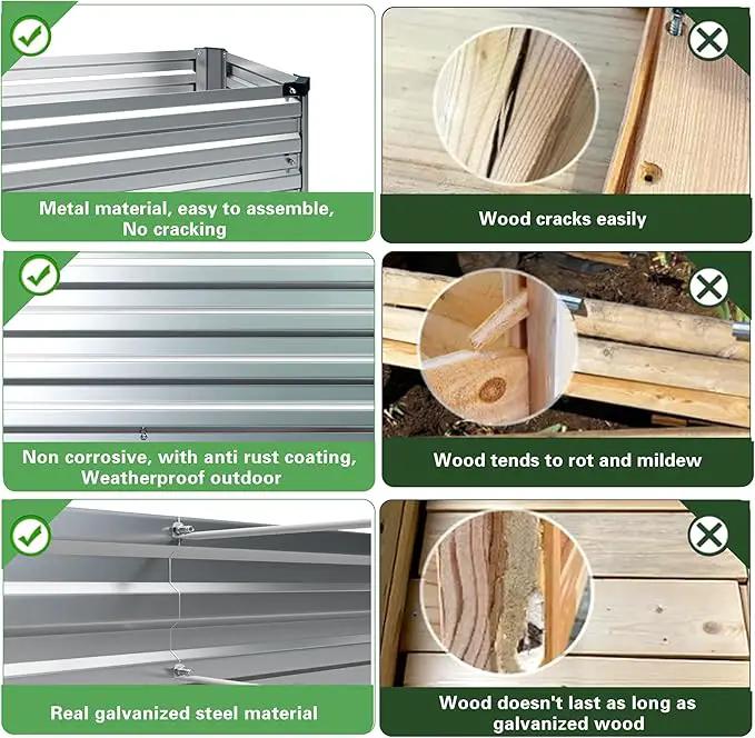 2 Pcs 4×3×1FT Galvanized Raised Garden Bed，Metal Planting Box for Outdoor Vegetable, Herb,Planter Gardening (Silver) by GreenHaven Gardens
