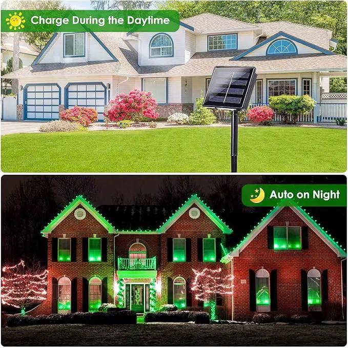 EEW 2 Pack 200 LED Solar Christmas Lights Outdoor Waterproof, Solar String Lights for Outside, Green Wire Solar Tree Light with 8 Lighting Modes for Xmas Wedding Party Garden Yard Decorations (Green) by GreenHaven Gardens