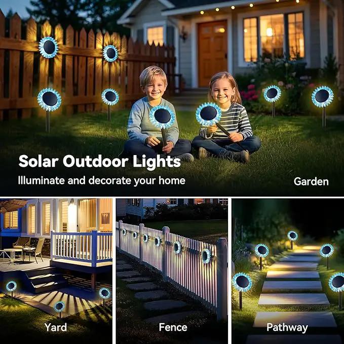 Hogni 4PK Solar Garden Lights, Ground Stake/Hang 2 in 1 Solar Sunflowers Outdoor Waterproof IP67, Outdoor Decor for Pathway Walkway Landscape Backyard Fence Decoration by GreenHaven Gardens