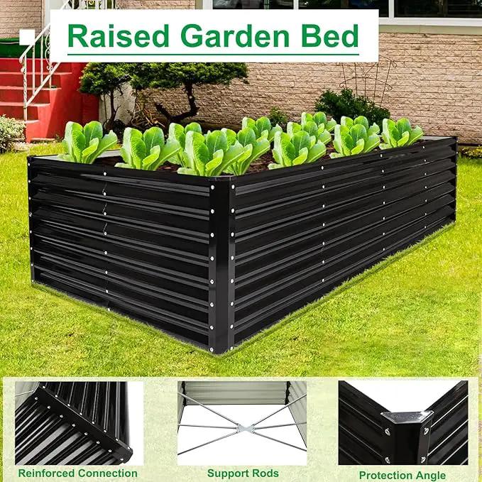 JERIA 8×4×2ft Galvanized Raised，Outdoor Metal Raised Garden Bed, Rectangular Deep Root Planter Box for Vegetables, Flowers, Herbs by GreenHaven Gardens