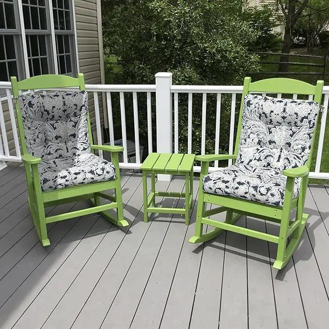LVTXIII Outdoor Low Back Chair Cushions, Seasonal Replacement Adirondack Chair Cushion with Ties, Patio Waterproof Seat Cushions for Home Garden Use, 21 W x 21 D, Set of 2, Damask Lapis by GreenHaven Gardens