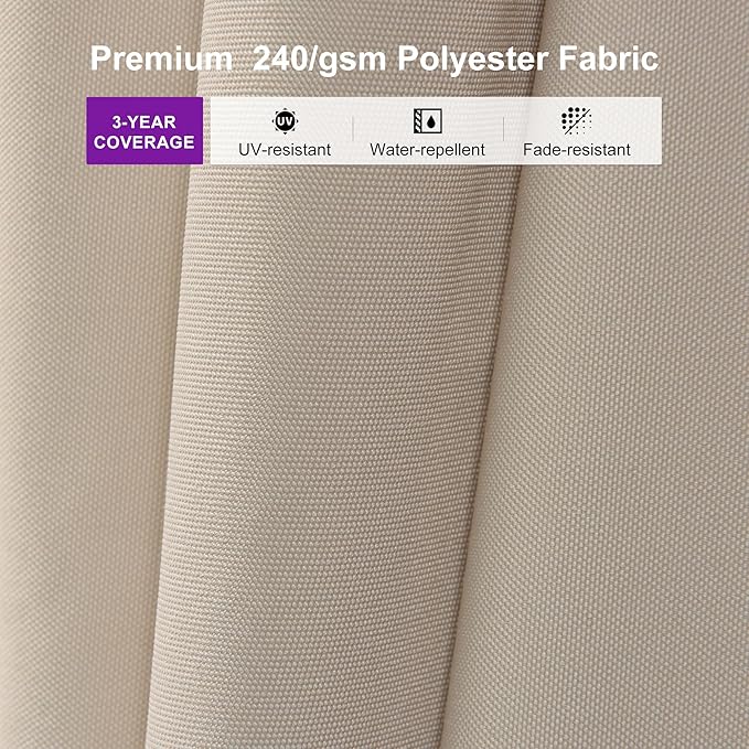 PURPLE LEAF 10' × 10' Patio Cantilever Umbrella with Base Outdoor Square Adjustable Offset Umbrellas with 360-degree Rotation and 8 Heavy Duty Metal Ribs for Garden Deck Pool Beige by GreenHaven Gardens