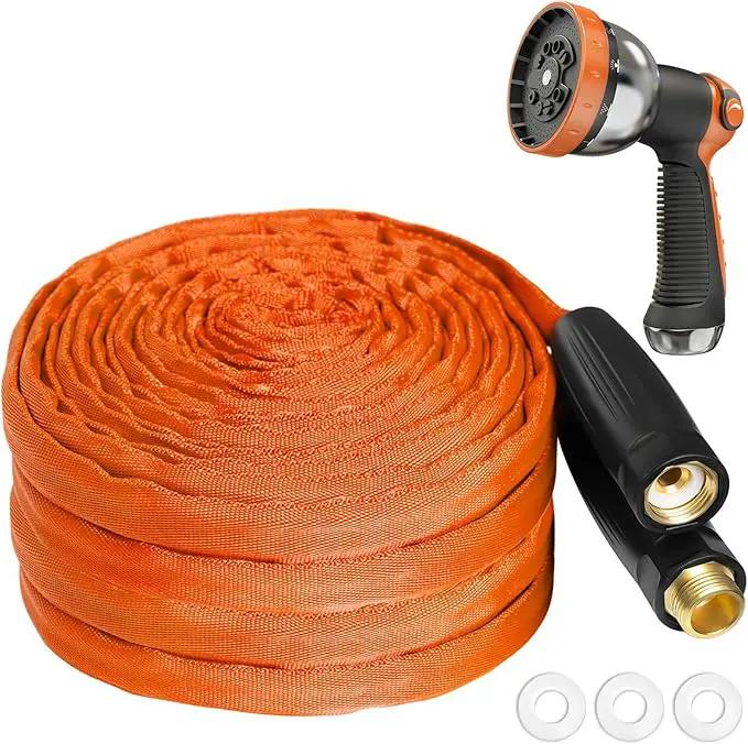 Garden Hose 25ft Made of TPE(Not PVC), with 10 Patterns Sprayer Nozzle, Flexible Water Hose with Swivel-Handle, Solid Brass Fittings, Non-Shrinking, Drinking Water Safe Material, All-weather by GreenHaven Gardens