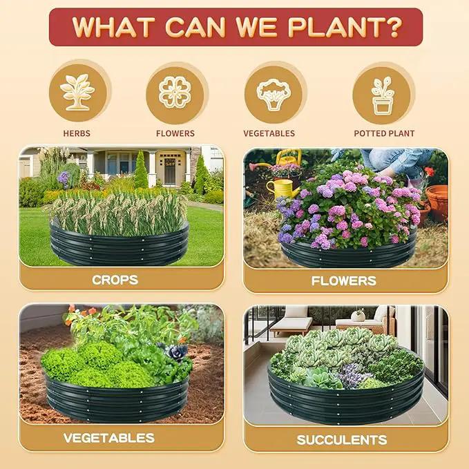 Durable Round Steel Raised Garden Bed Painted for Planting Vegetable/Herbs/Flowers/Trees at Backyard/Garden,or Baby Chicken,Christmas Tree Fence (Dark Green, 47 in Diameter x 12 in high) by GreenHaven Gardens