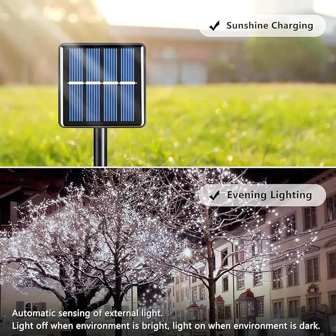 Voolex 4-Pack Solar Christmas String Lights Outdoor - 100LED 33FT Solar Powered LED String Light Waterproof with 8 Modes for Garden, Fence, Holiday, Party, Balcony, Xmas Decorations Cold White by GreenHaven Gardens