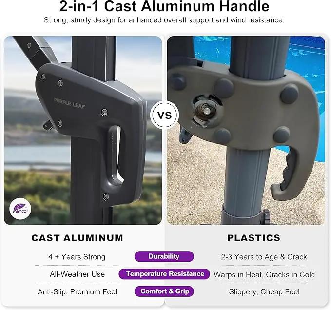 PURPLE LEAF 8 FT Cantilever Patio Umbrella Outdoor Aluminum Offset Square Umbrella with 3 Years Fade Resistance Recycled Fabric and 360-degree Rotation for Deck Pool Garden, Mint Green by GreenHaven Gardens