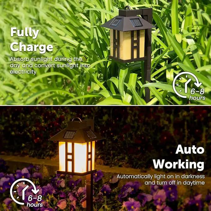 GIGALUMI Japanese Decor Solar Lights for Outside, Pathway Lights 4 Pack - Lawn/Patio/Yard/Walkway/Driveway Decoration by GreenHaven Gardens