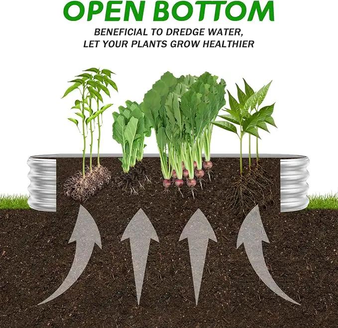 Galvanized Raised Garden Beds, 8x2x1ft Outdoor Raised Garden Boxes, Oval Large Bottomless Metal Elevated Garden Bed Planter Box for Vegetables, Fruits, Flower by GreenHaven Gardens