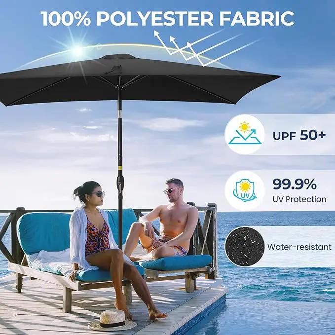 SUNVIVI OUTDOOR Patio Umbrella, 6.5' x 10' Rectangular Patio Umbrella, Metal Pole Square Outdoor Umbrella with Crank and Push Button Tilt, 6 Steel Ribs, Polyester Canopy by GreenHaven Gardens