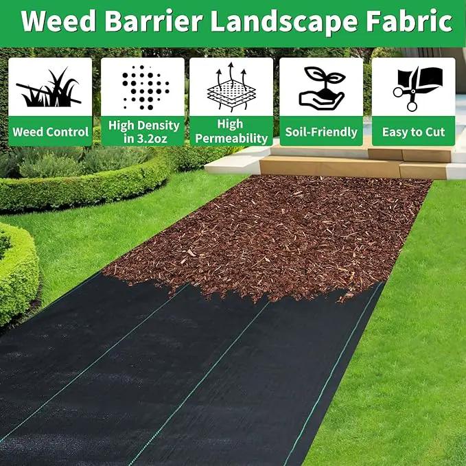 6FT X 180 FT Weed Barrier Landscape Fabric Heavy Duty,3.2 OZ Premium Garden Weed Blocker Fabric for Weed Control, Plastic Ground Cover with Woven Weed Cloth,Durable Landscaping Fabric by GreenHaven Gardens