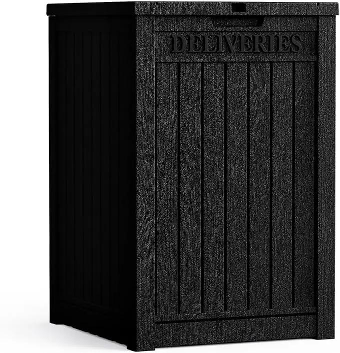 55 Gallon Plus Lockable Resin Deck Box, Waterproof Outdoor Storage Box for Patio Furniture, Garden Tools, Pool Accessories, UV-Resistant Outside Delivery, Black by GreenHaven Gardens