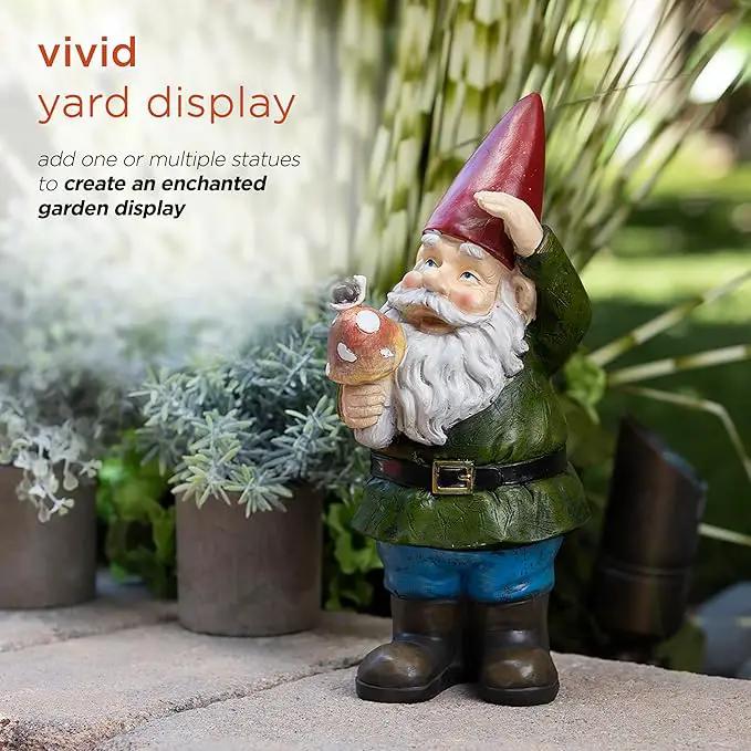 Alpine Corporation 12" Tall Outdoor Garden Gnome with Mushroom Yard Statue Decoration by GreenHaven Gardens