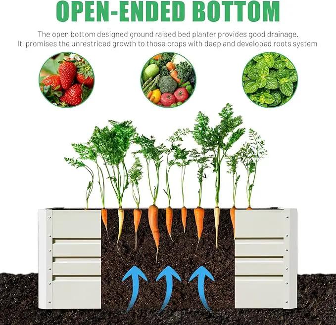 SnugNiture 2 Pcs 4x2x2FT Raised Garden Bed Galvanized Planter Garden Boxes Outdoor, Deep Root Planter Raised Bed for Vegetables Flowers Herbs,Beige White by GreenHaven Gardens