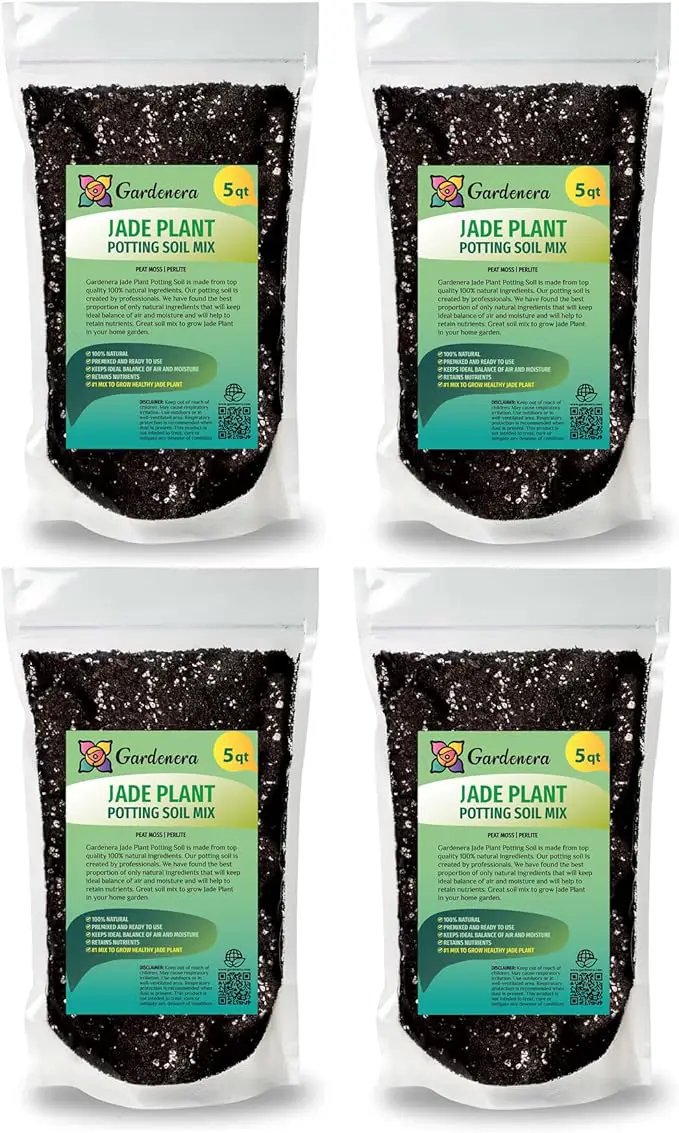Premium Jade Plant Potting Soil Mix - 20 Quart (4 Bags of 5 Quart) by GreenHaven Gardens