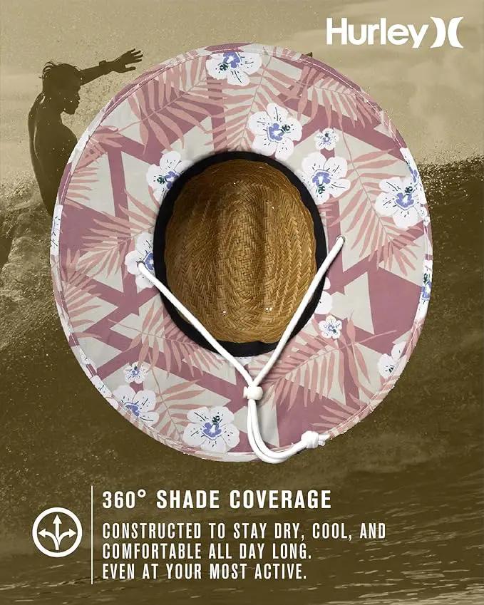 Hurley Women's Straw Hats - Real Straw Hat Medium Brim and Adjustable Chin Strap by GreenHaven Gardens