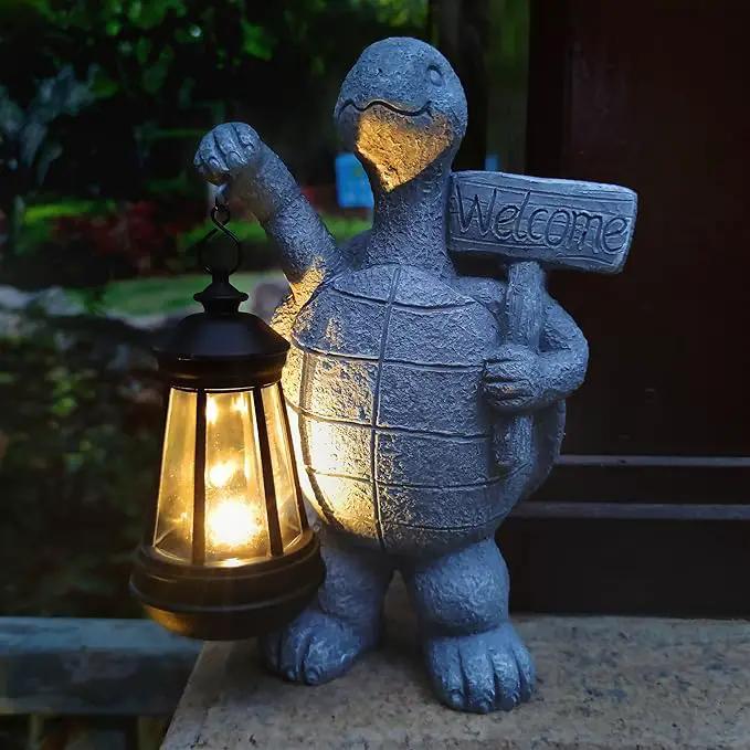 Solar Turtle Garden Outdoor Statues,Resin Turtles Figurine Decorations with Solar Lights Lantern, Outdoor Turtle Art Decor for Lawn,Yard, Unique Housewarming Gift for Garden Home by GreenHaven Gardens