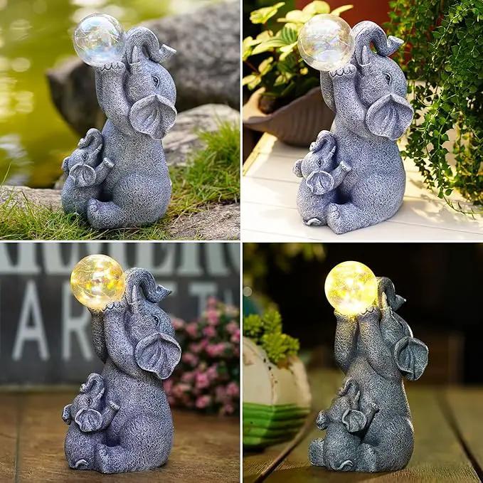 Goodeco Solar Elephant Statue - Outdoor Decor with LED Lights - Grey Resin - Ideal Gift for Elephant Lovers & Garden Enthusiasts by GreenHaven Gardens