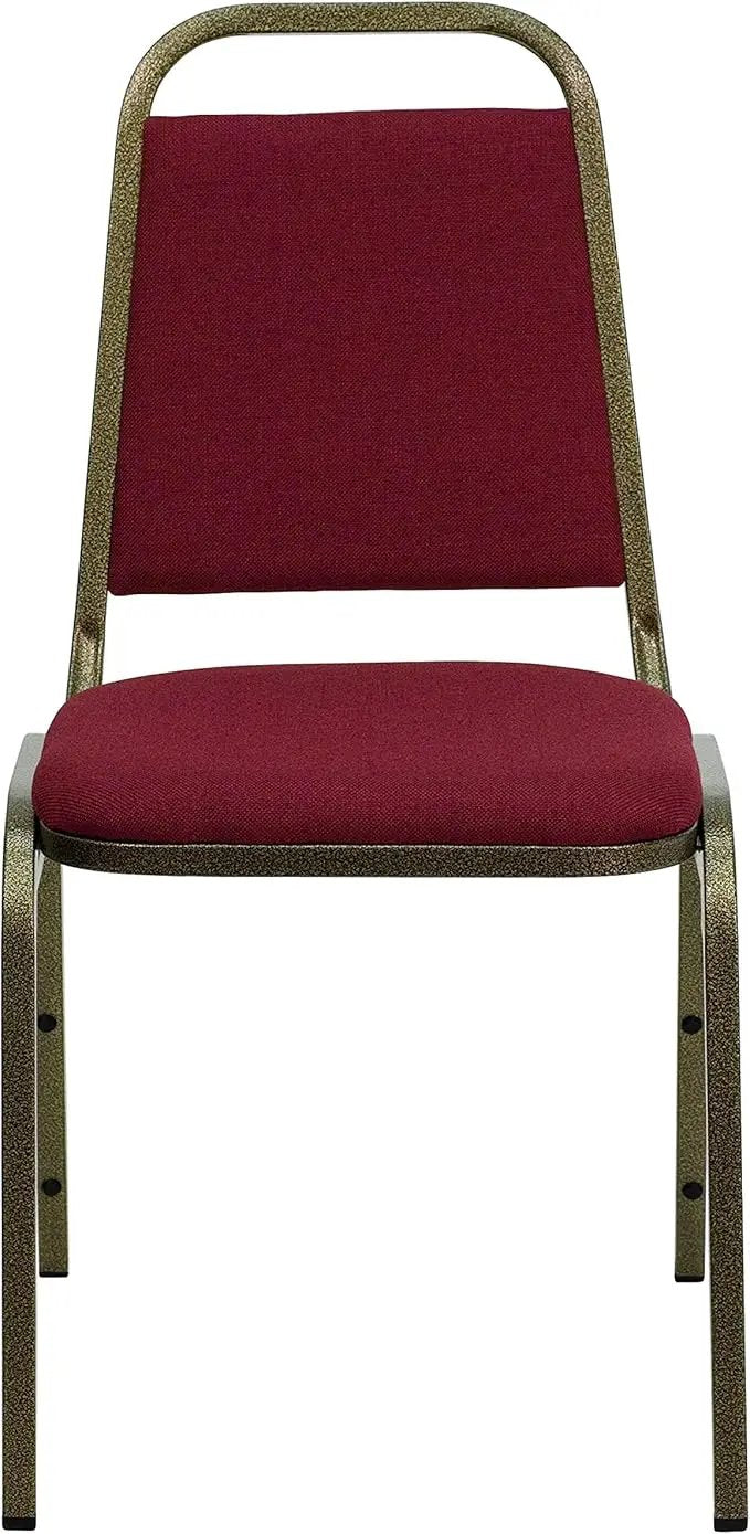 EMMA + OLIVER Trapezoidal Back Fabric Upholstered Stackable Banquet Chair, Multipurpose Stacking Chair with Padded Seat and Back, Burgundy/Gold by GreenHaven Gardens