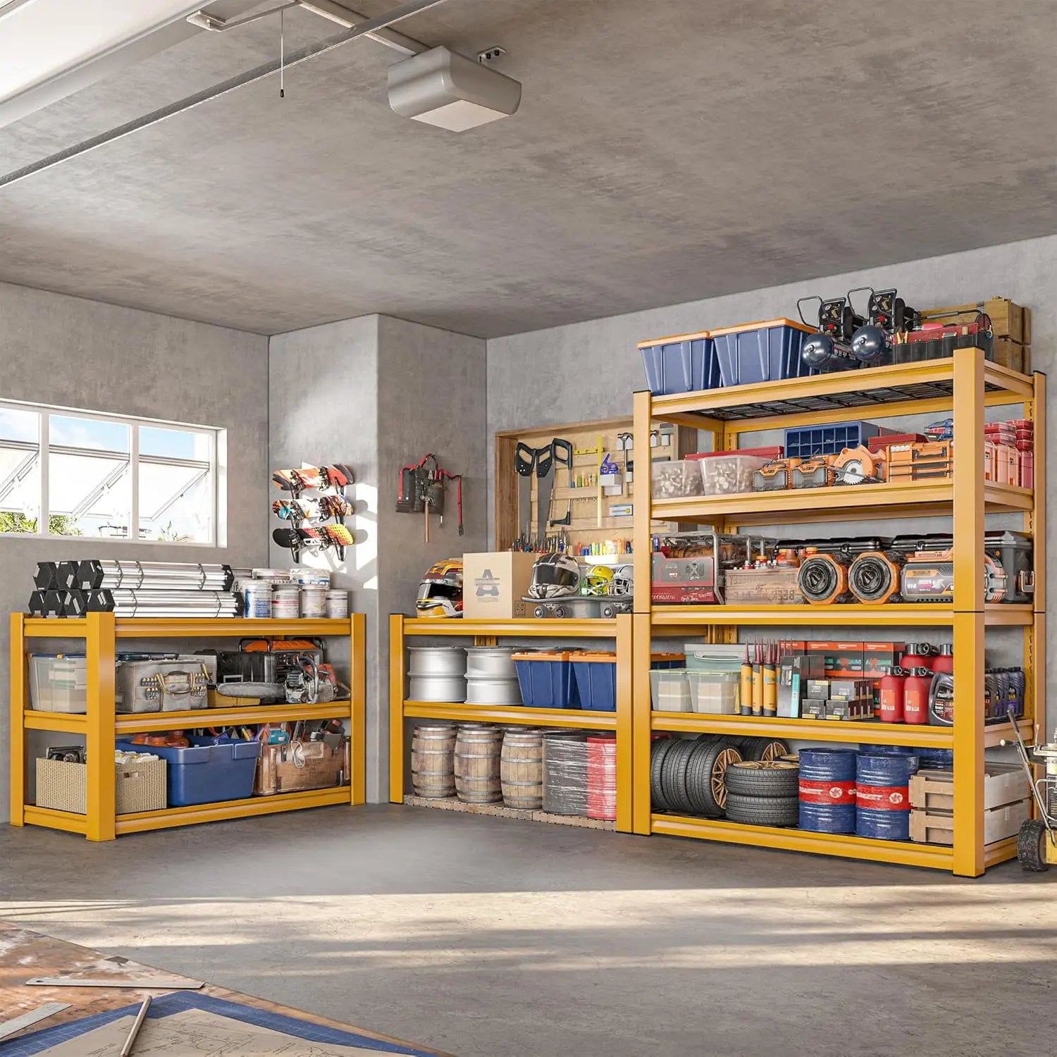 REIBII 72''H Garage Shelving 3010 LBS Storage Shelves Adjustable Metal Shelving 5 Tier Metal Shelves for Storage Industrial Shelf for Kitchen Pantry Warehouse Basement 72" HX35.5 WX16 D, 4 Pack by GreenHaven Gardens